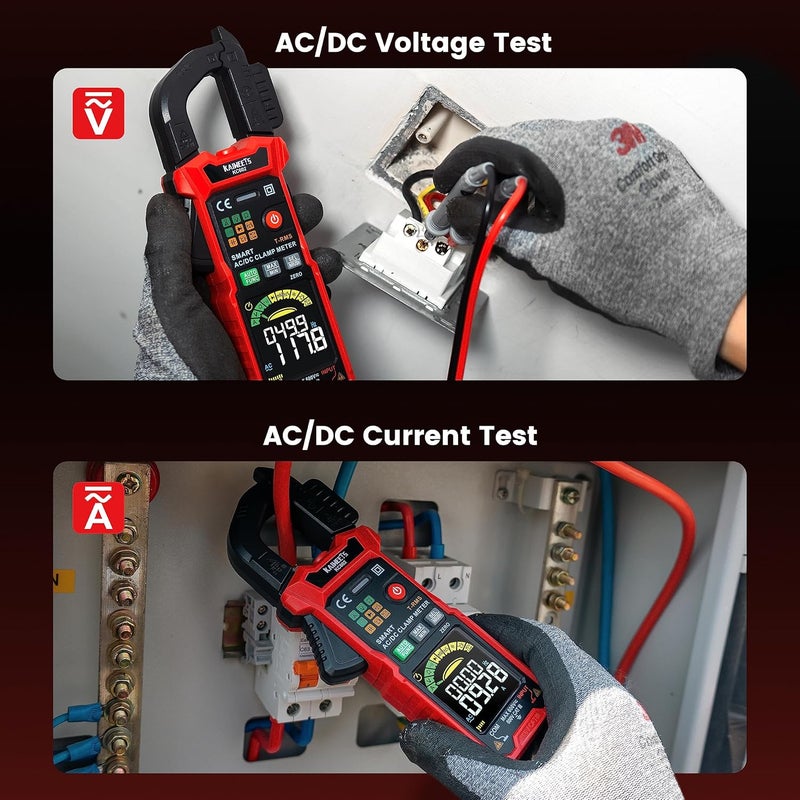 KAIWEETS Smart Digital Clamp Meter with D-Shaped Jaws, Clamp Multimeter with Inrush Current Function, Auto-ranging Amp Meter Built-in HD Color Screen, Measures AC/DC Current Voltage Temperature NCV - Image 4